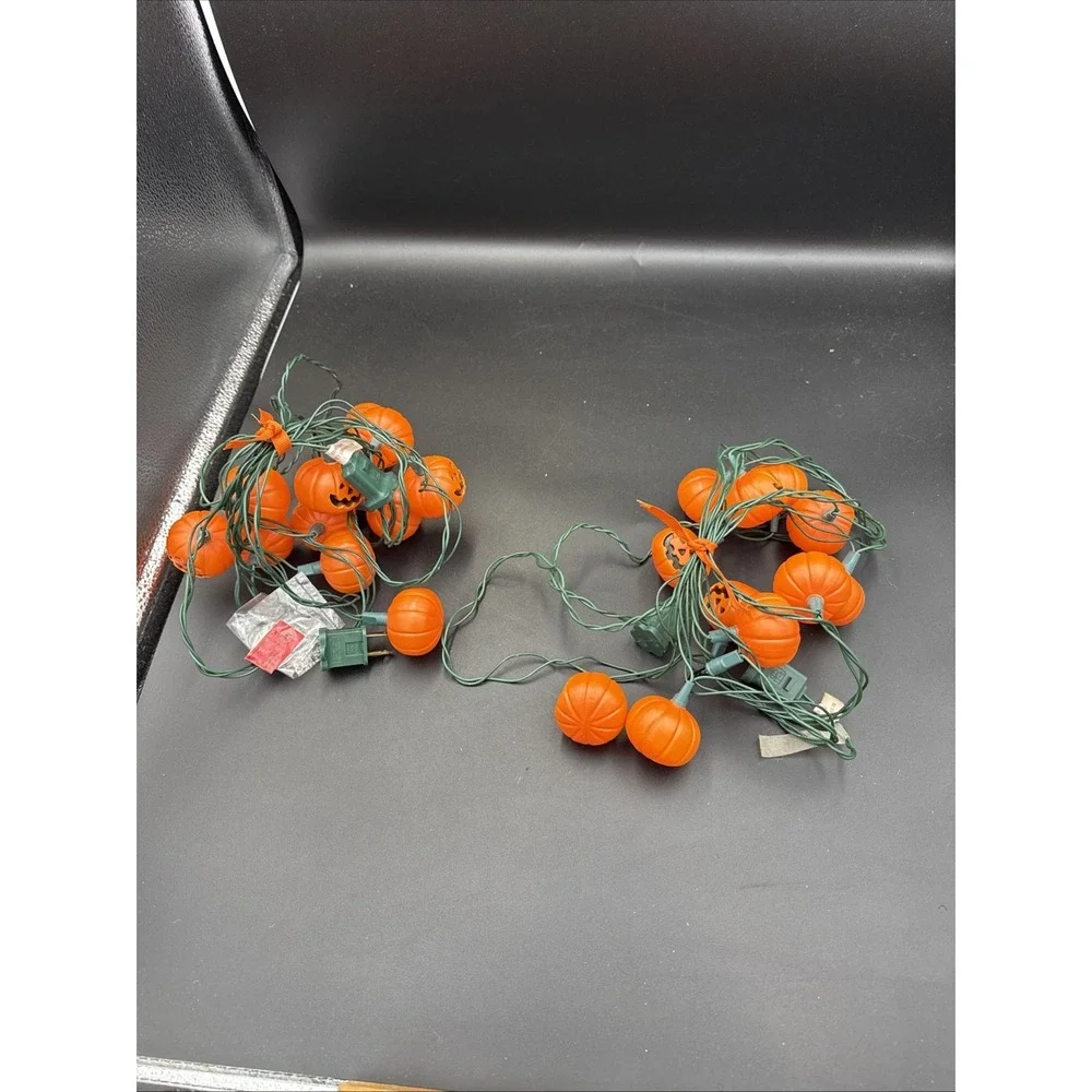 2 Sets Plastic Blinking String Lights Halloween Jack O Lantern Pumpkin 9' Each